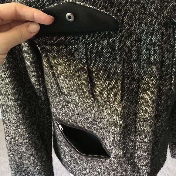 NWT Tweed Wool Blend Boucle Structured Black & White Moto Jacket With Pockets - Picture 4 of 11